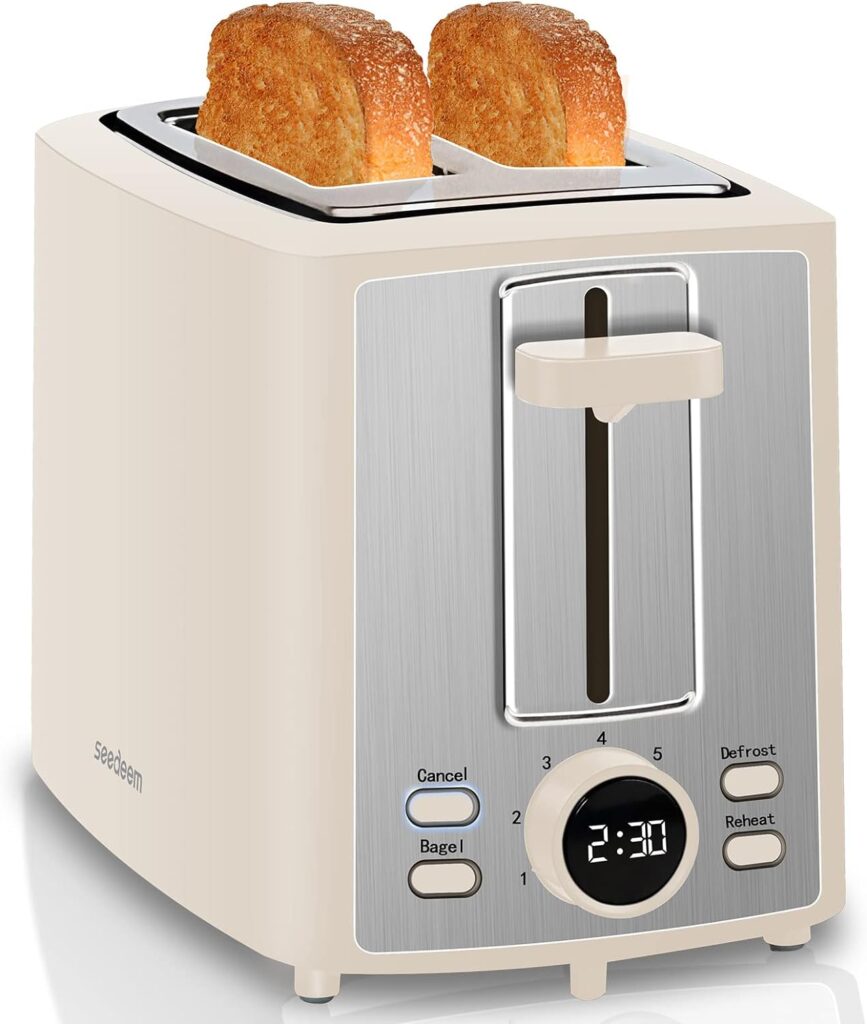 SEEDEEM 2 Slice Bread Toaster with LCD Display